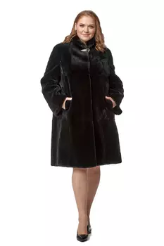 Шуба из кролика с воротником, отделка норка