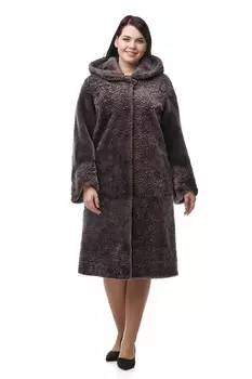 Шуба из мутона с капюшоном