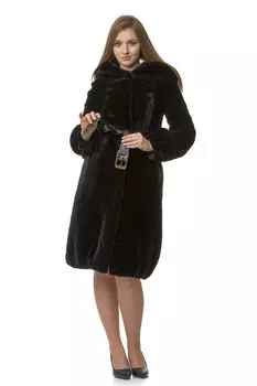 Шуба из мутона с капюшоном
