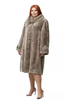 Шуба из мутона с воротником, отделка норка