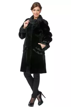 Шуба из мутона с воротником