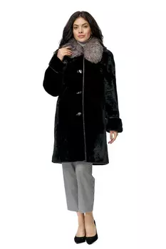 Шуба из мутона с воротником, отделка блюфрост