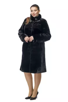 Шуба из мутона с воротником, отделка норка