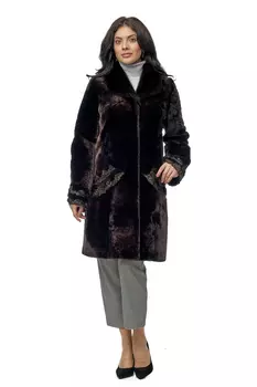 Шуба из мутона с воротником, отделка норка