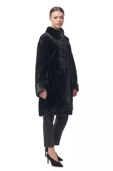 Шуба из мутона с воротником, отделка норка