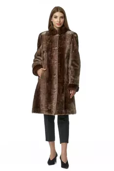 Шуба из мутона с воротником, отделка норка