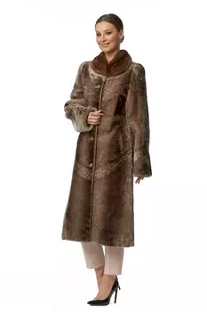 Шуба из мутона с воротником, отделка норка