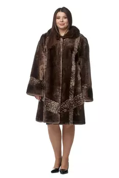 Шуба из мутона с воротником, отделка норка