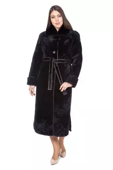 Шуба из мутона с воротником, отделка норка