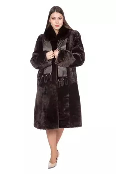 Шуба из мутона с воротником, отделка норка