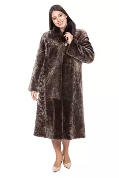 Шуба из мутона с воротником, отделка норка