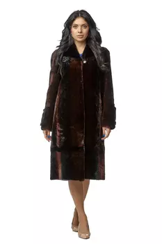 Шуба из мутона с воротником, отделка норка
