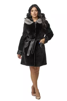 Шуба из мутона с воротником, отделка норка