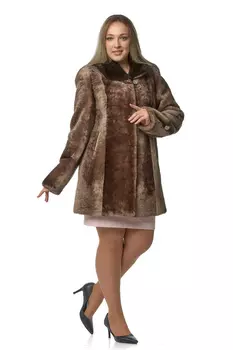Шуба из мутона с воротником, отделка норка