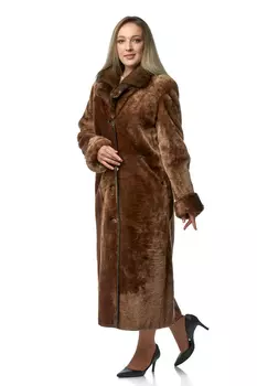 Шуба из мутона с воротником, отделка норка