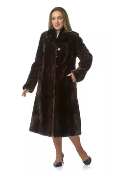Шуба из мутона с воротником, отделка норка