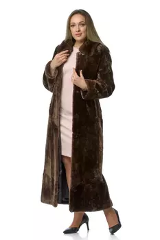 Шуба из мутона с воротником, отделка норка