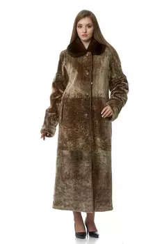 Шуба из мутона с воротником, отделка норка