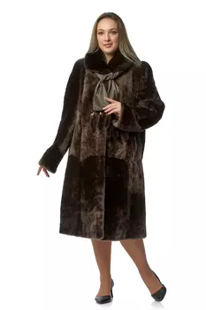 Шуба из мутона с воротником, отделка норка