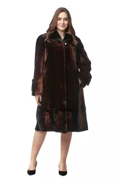 Шуба из мутона с воротником, отделка норка