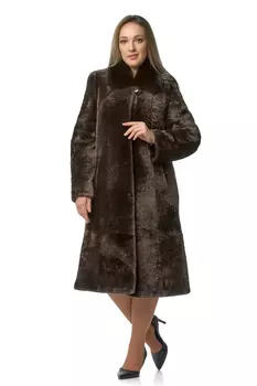 Шуба из мутона с воротником, отделка норка