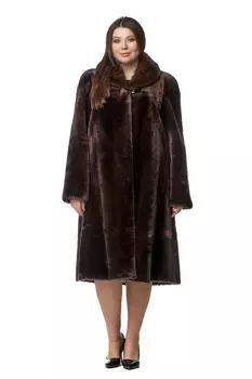Шуба из мутона с воротником, отделка норка