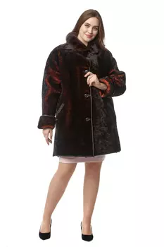 Шуба из мутона с воротником, отделка норка