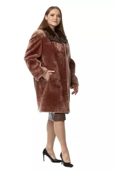 Шуба из мутона с воротником, отделка норка