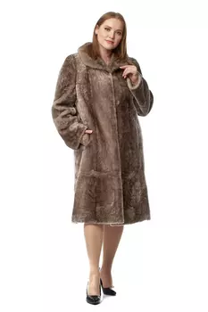 Шуба из мутона с воротником, отделка норка