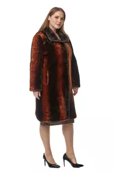 Шуба из мутона с воротником, отделка норка