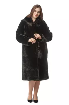 Шуба из мутона с воротником, отделка норка