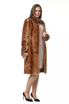 Шуба из мутона с воротником, отделка норка