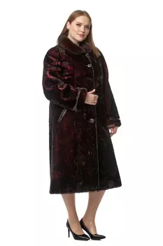 Шуба из мутона с воротником, отделка норка