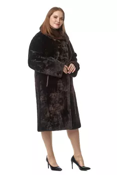 Шуба из мутона с воротником, отделка норка