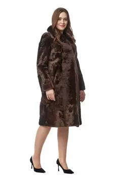 Шуба из мутона с воротником, отделка норка