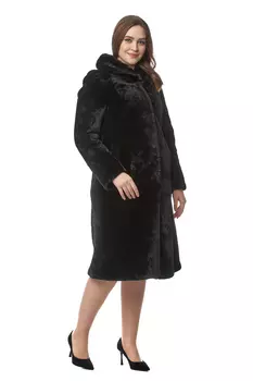 Шуба из мутона с воротником, отделка норка