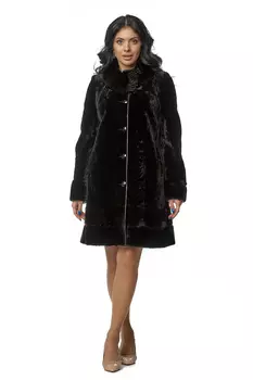 Шуба из мутона с воротником, отделка норка