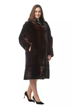 Шуба из мутона с воротником, отделка норка