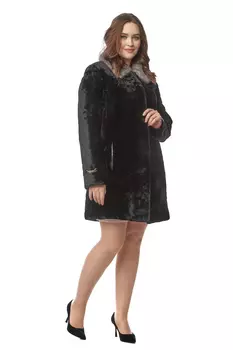 Шуба из мутона с воротником, отделка норка