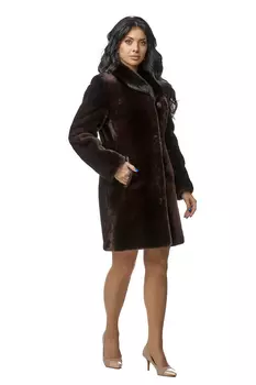 Шуба из мутона с воротником, отделка норка