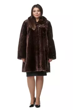 Шуба из мутона с воротником, отделка норка