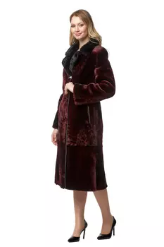 Шуба из мутона с воротником, отделка норка