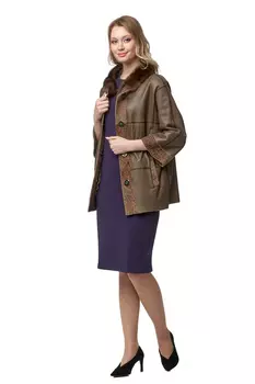 Шуба из мутона с воротником, отделка норка