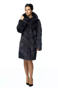 Норковая шуба с капюшоном Графит
