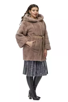 Шуба из норки с капюшоном