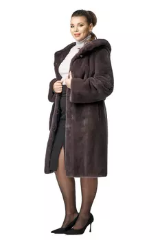 Шуба из норки с капюшоном