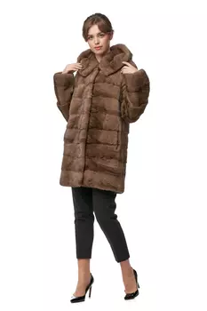 Шуба из норки с капюшоном