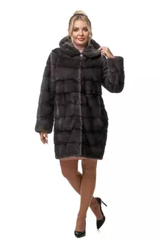 Шуба из норки с капюшоном
