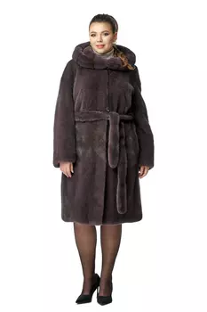 Шуба из норки с капюшоном