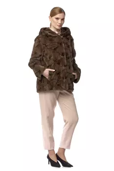 Шуба из норки с капюшоном